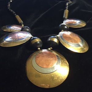 Necklace, brass, copper, silver